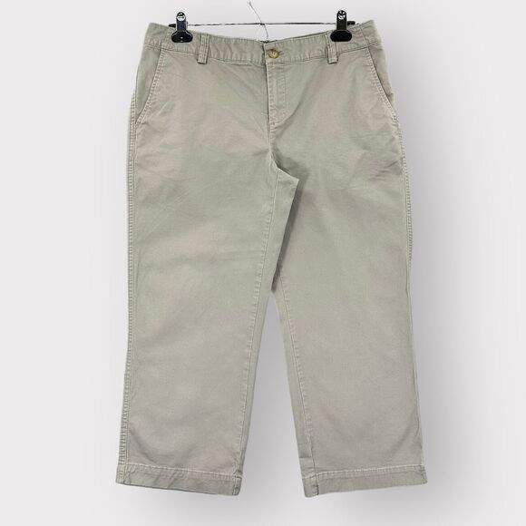 Eddie Bauer Capri Pants Women 10 Gray Pockets Stretch Belt‎ Loops i37 - Picture 1 of 14